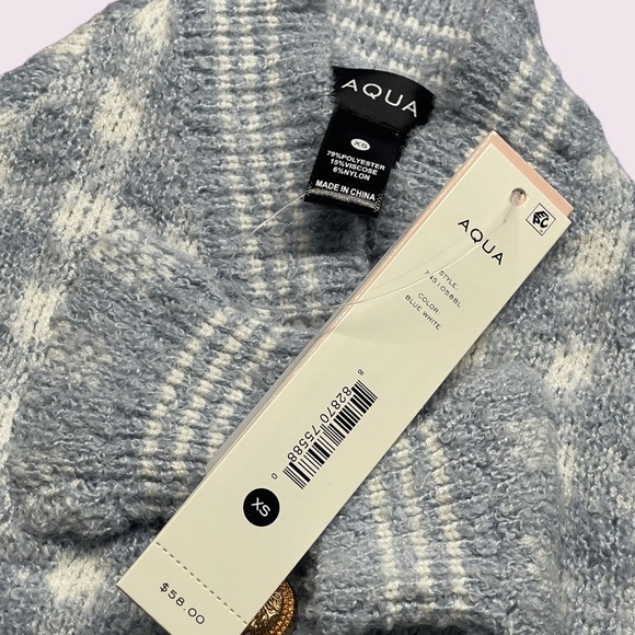 Aqua Baby Blue Plaid Sweater with Bone Dog Toy - Picture 5 of 5